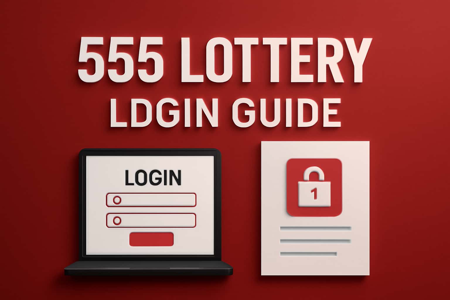 A neutral informational graphic depicting the 555 Lottery Login Guide with clear text.