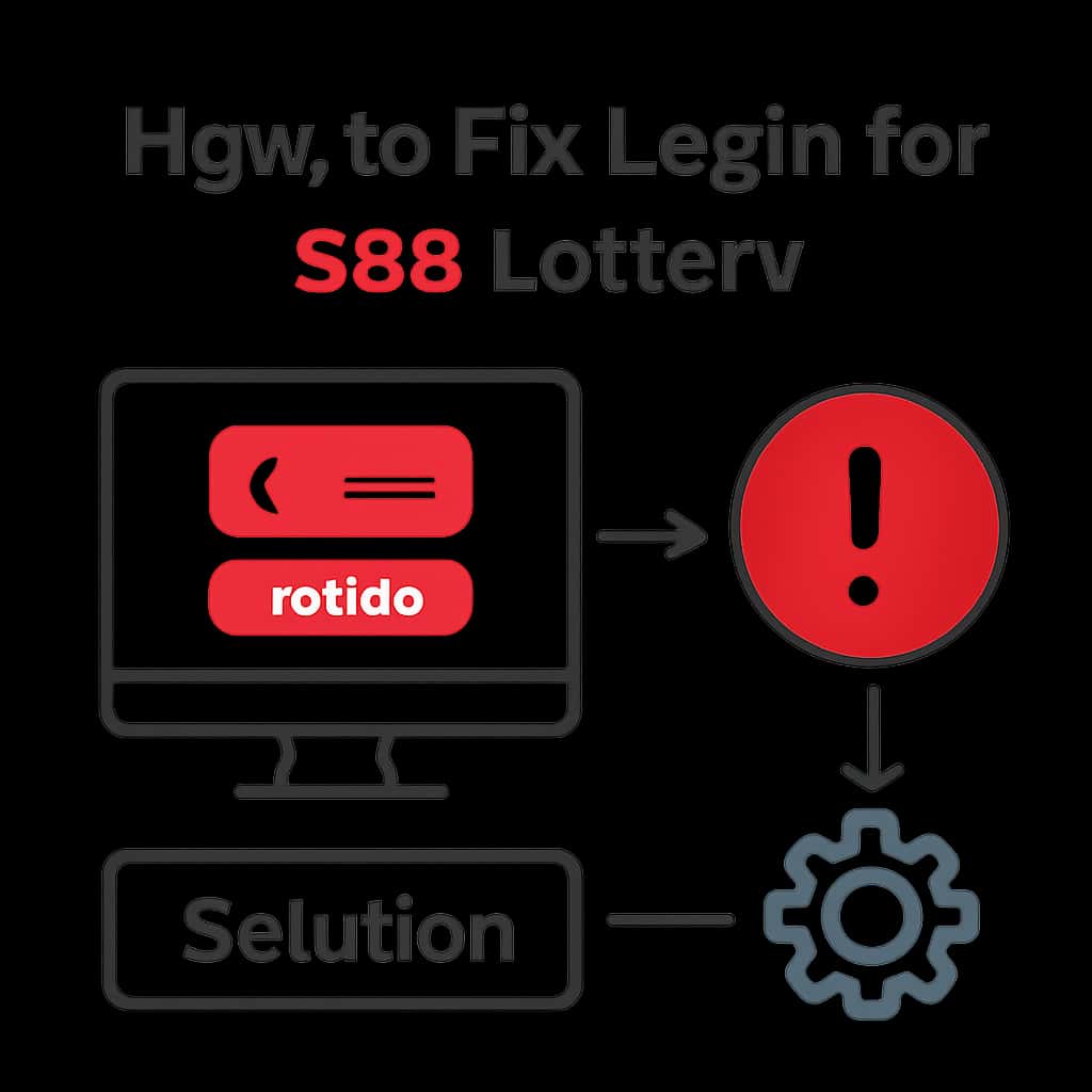 An educational diagram outlining troubleshooting steps for login issues regarding 555 Lottery, clearly stating 'How to Fix Login for 555 Lottery'.