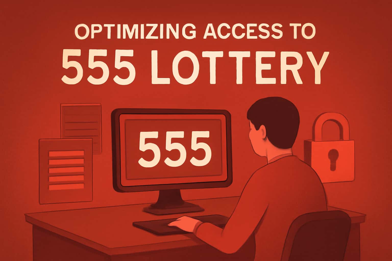 A futuristic scene illustrating the concept of optimizing access to the 555 Lottery with a focus on technology and user experience.