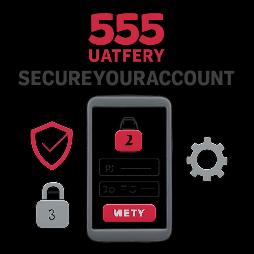 An illustration depicting key security features for 555 Lottery accounts.