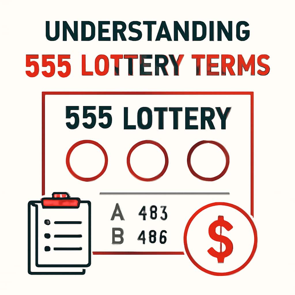 An educational diagram illustrating key terms of the 555 Lottery.