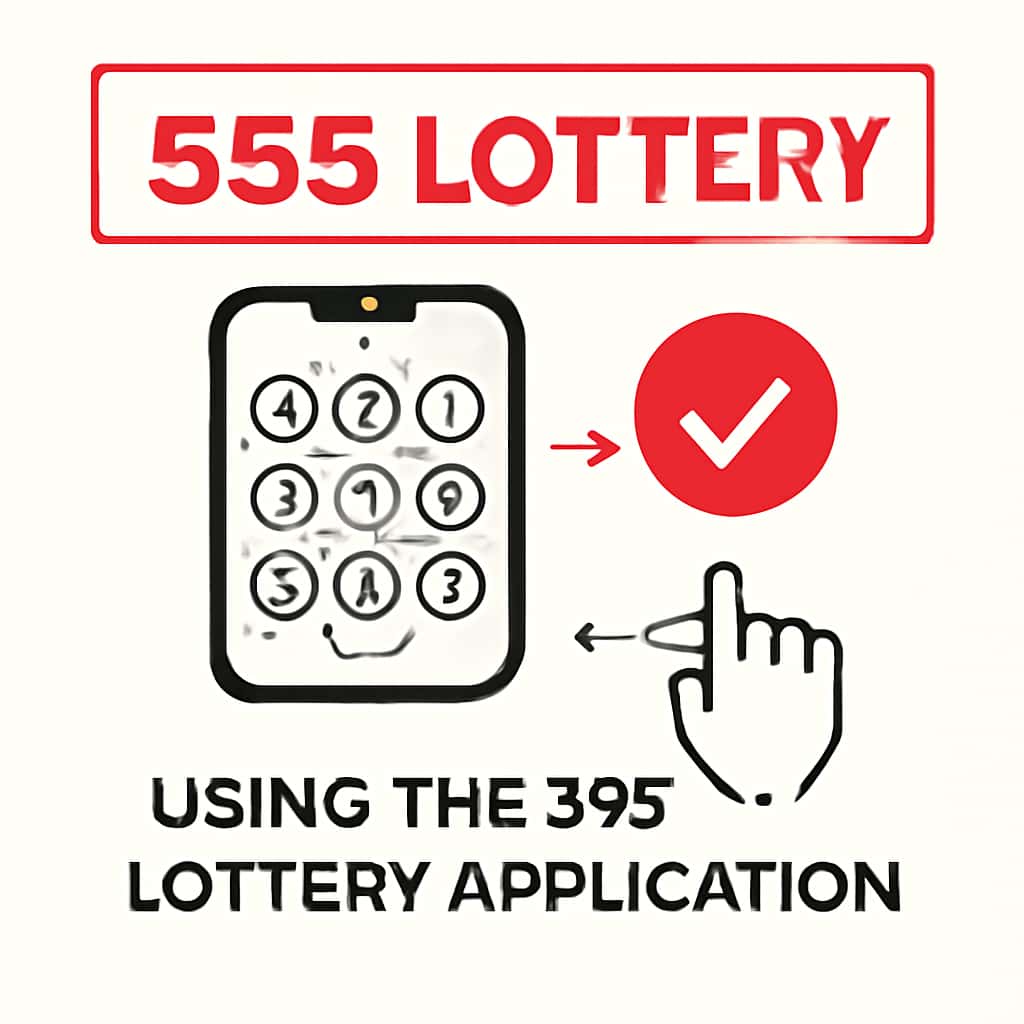 An educational diagram about the 555 Lottery Application functionalities.